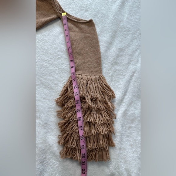 Jonathan Simkhai Loopy Yarn Cold Shoulder Pullover Tan  Turtleneck Sweater - Picture 11 of 16